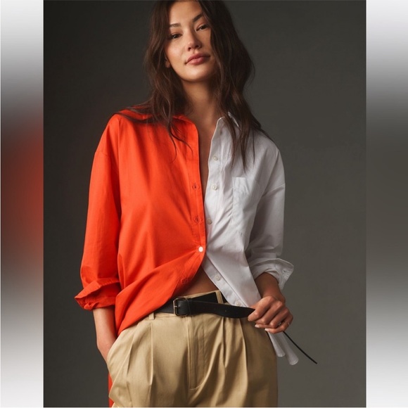 Anthropologie Bennet Button down Color Block Shirt - Picture 1 of 9